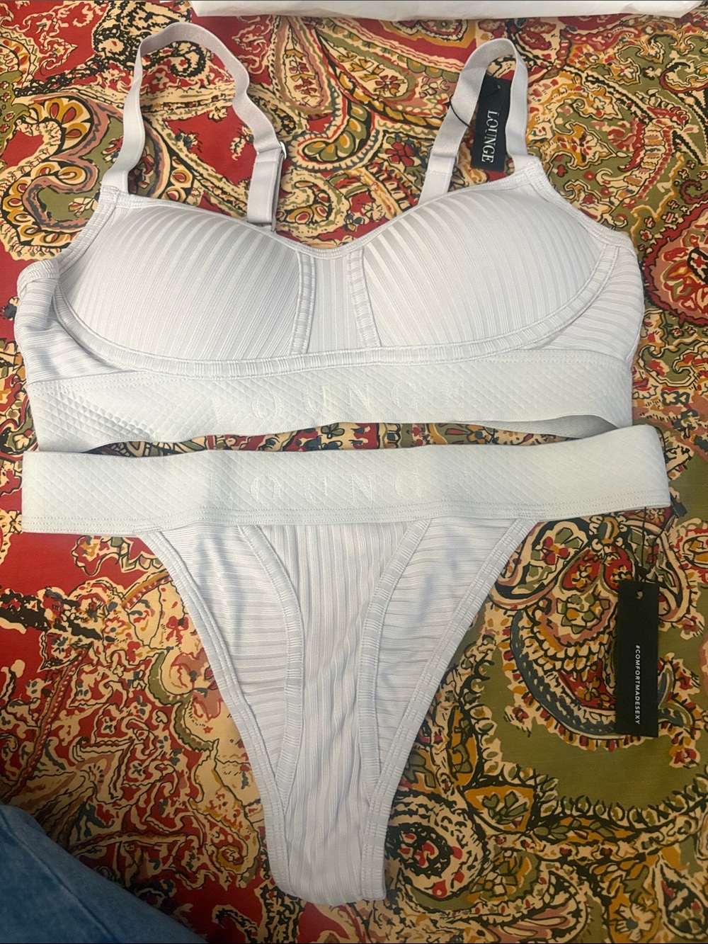 Grey Bare Bra & Thong Set - Grey 34B -S